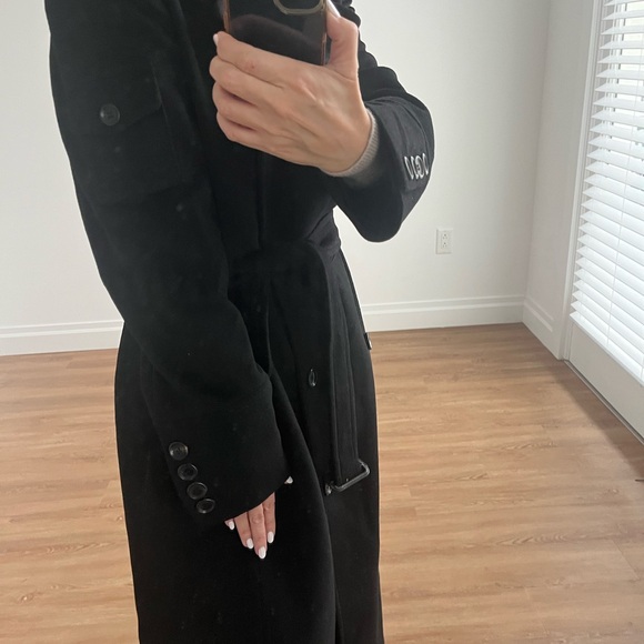 Vintage Burberry Cashmere Blend Maxi Trench Coat, Black,12 - Picture 6 of 15